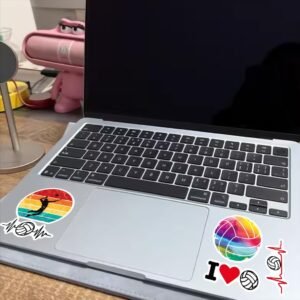 Amitorfo 100pcs Volleyball Stickers for Water Bottles & Laptops – Waterproof Vinyl Decals, 6–7 cm, Sports Gifts for Players, Coaches, Teens, Girls, Fans – Matte PVC, Easy Peel & Stick - Image 4