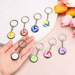 sourcing map 12 Pcs Volleyball Keychain Bulk, Volleyball Keychains with Metal Ring Backpack Charm Team Gifts Sports Party Favors, Red White - Image 4